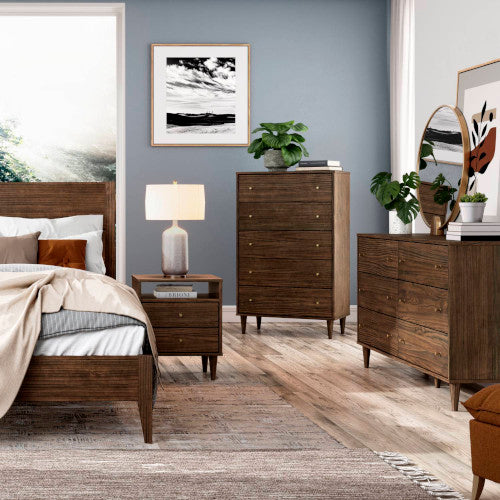Mid Century Bedroom Set in Brushed Walnut