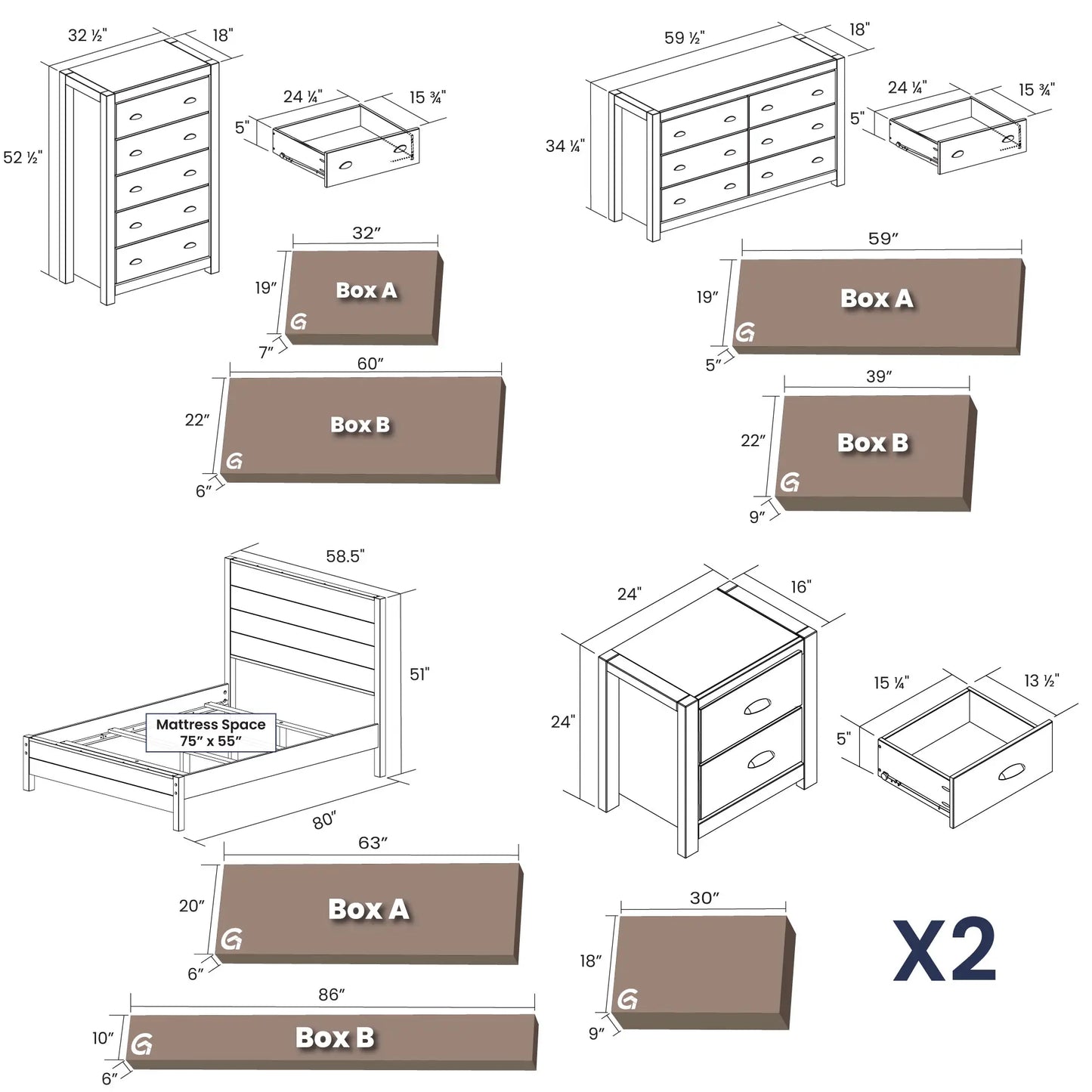 Montauk Bedroom Set (5-Piece)