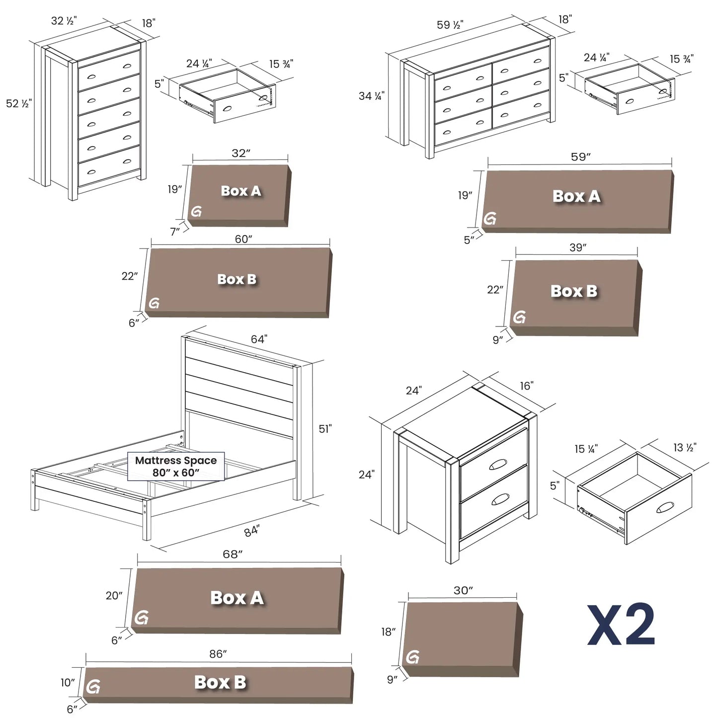 Montauk Bedroom Set (5-Piece)