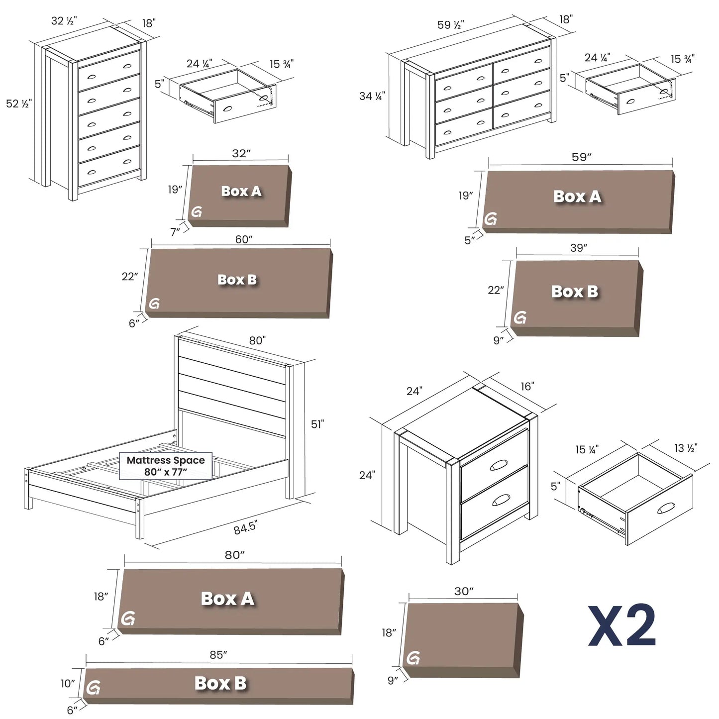 Montauk Bedroom Set (5-Piece)