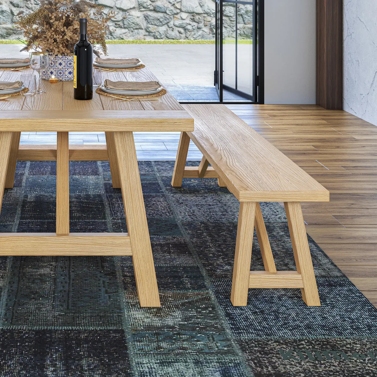 Cascais 72" Table & Bench Dining Set (3-piece)