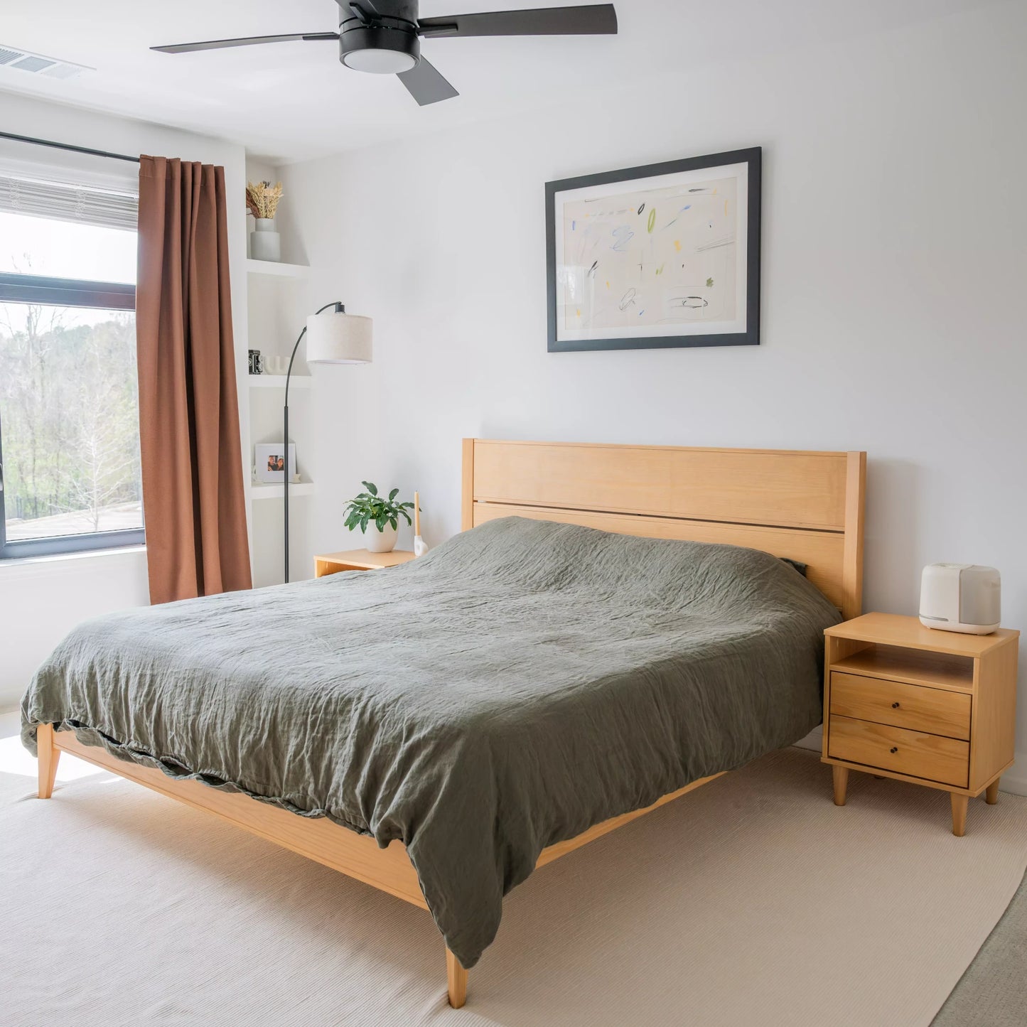 Mid Century Panel Bed