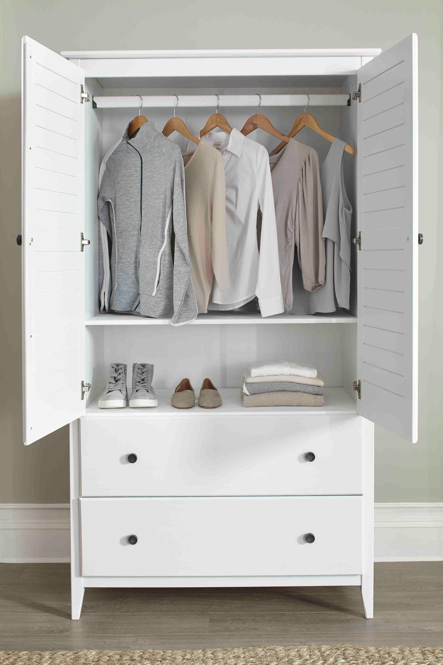 Greenport 2-Door Wardrobe Brushed White