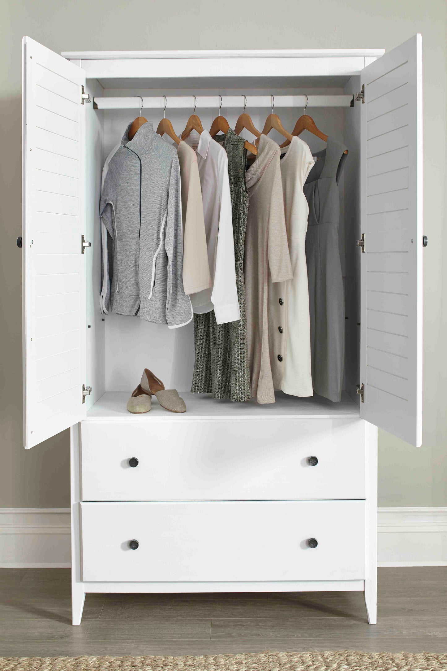 Greenport 2-Door Wardrobe Brushed White