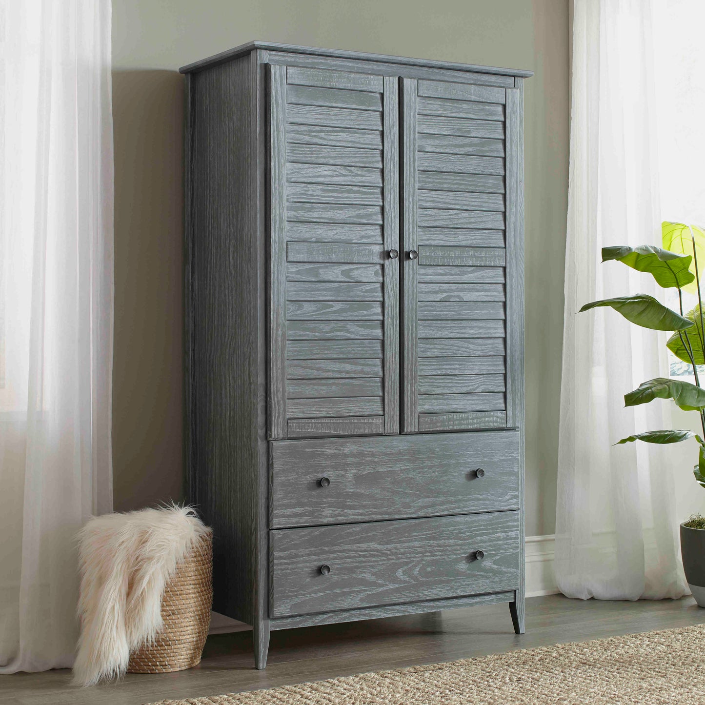 Greenport 2-Door Wardrobe Brushed Grey