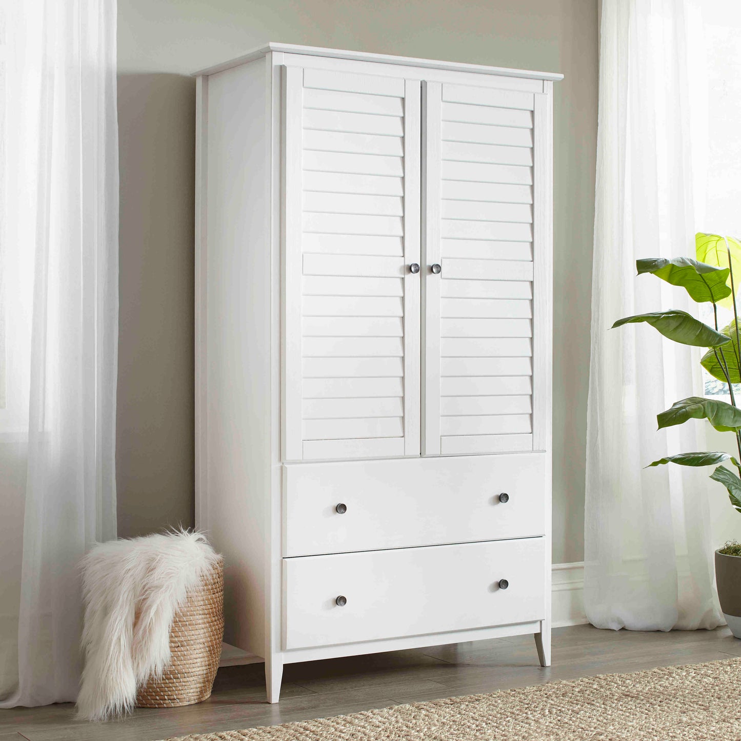 Greenport 2-Door Wardrobe Brushed White