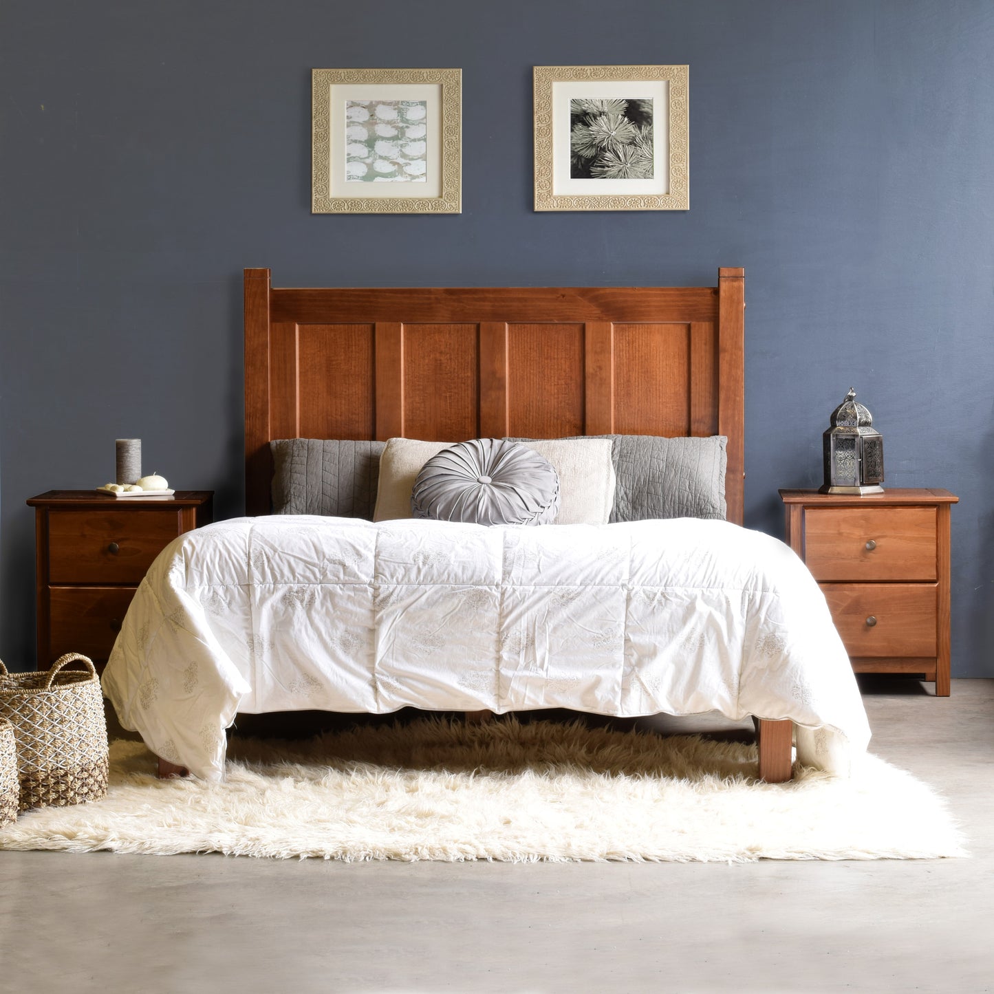 Shaker Queen Panel Platform Bed - Walnut - Grain Wood Furniture - 1