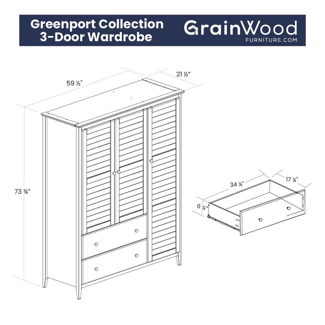 Greenport 3-Door Wardrobe