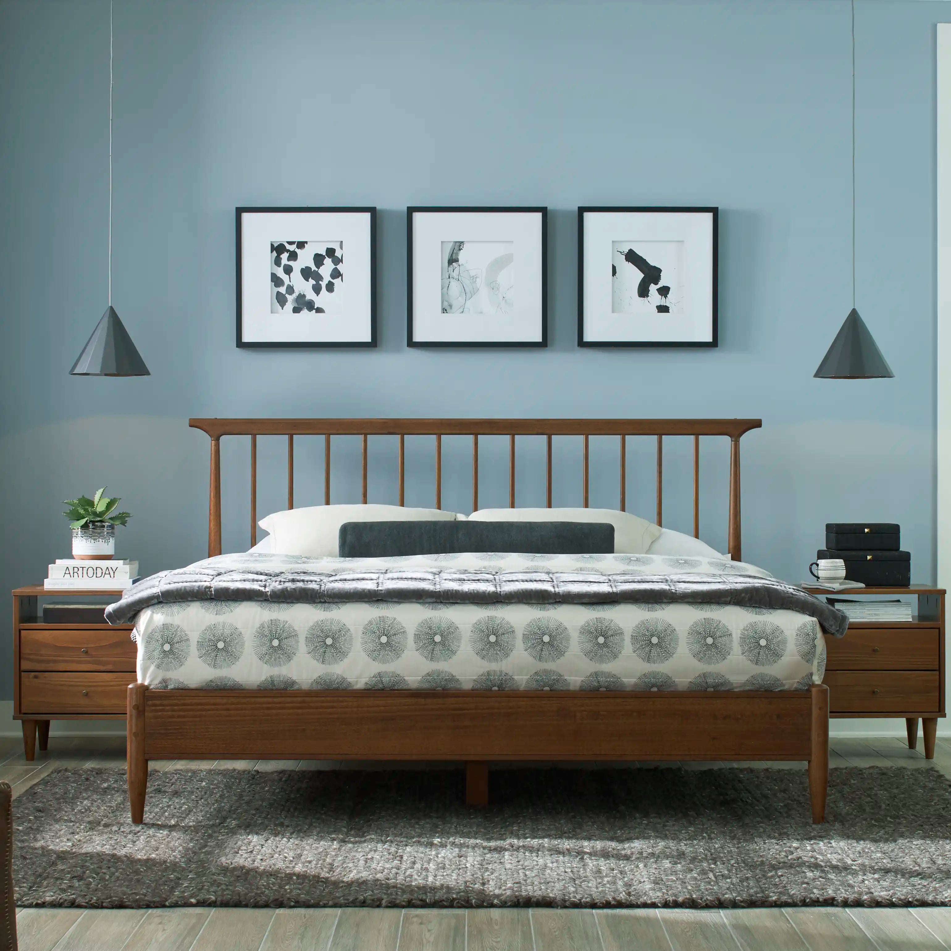 Mid century modern king bed deals