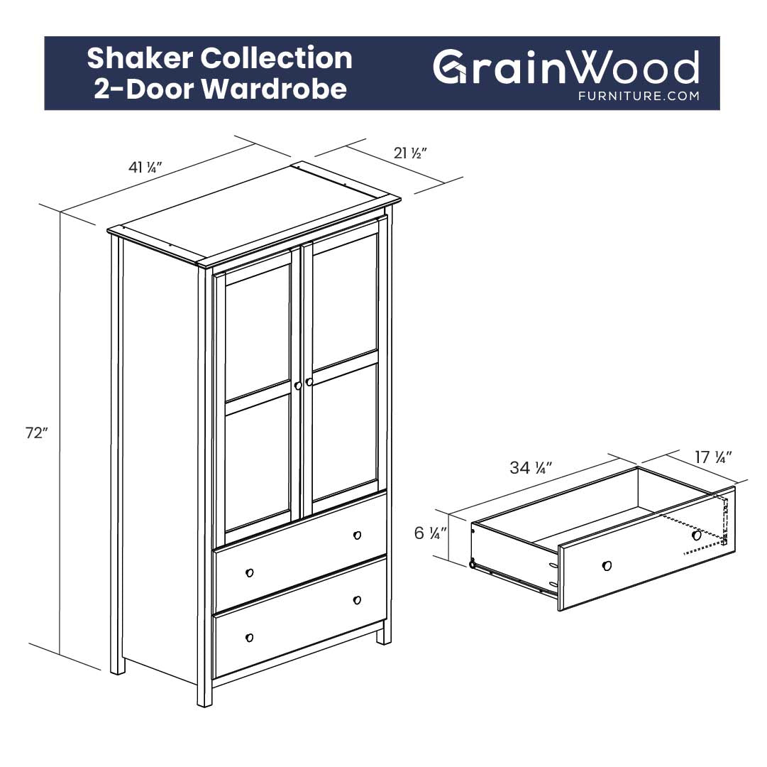 Shaker 2-Door Wardrobe