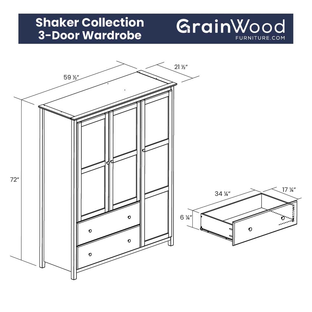 Shaker 3-Door Wardrobe