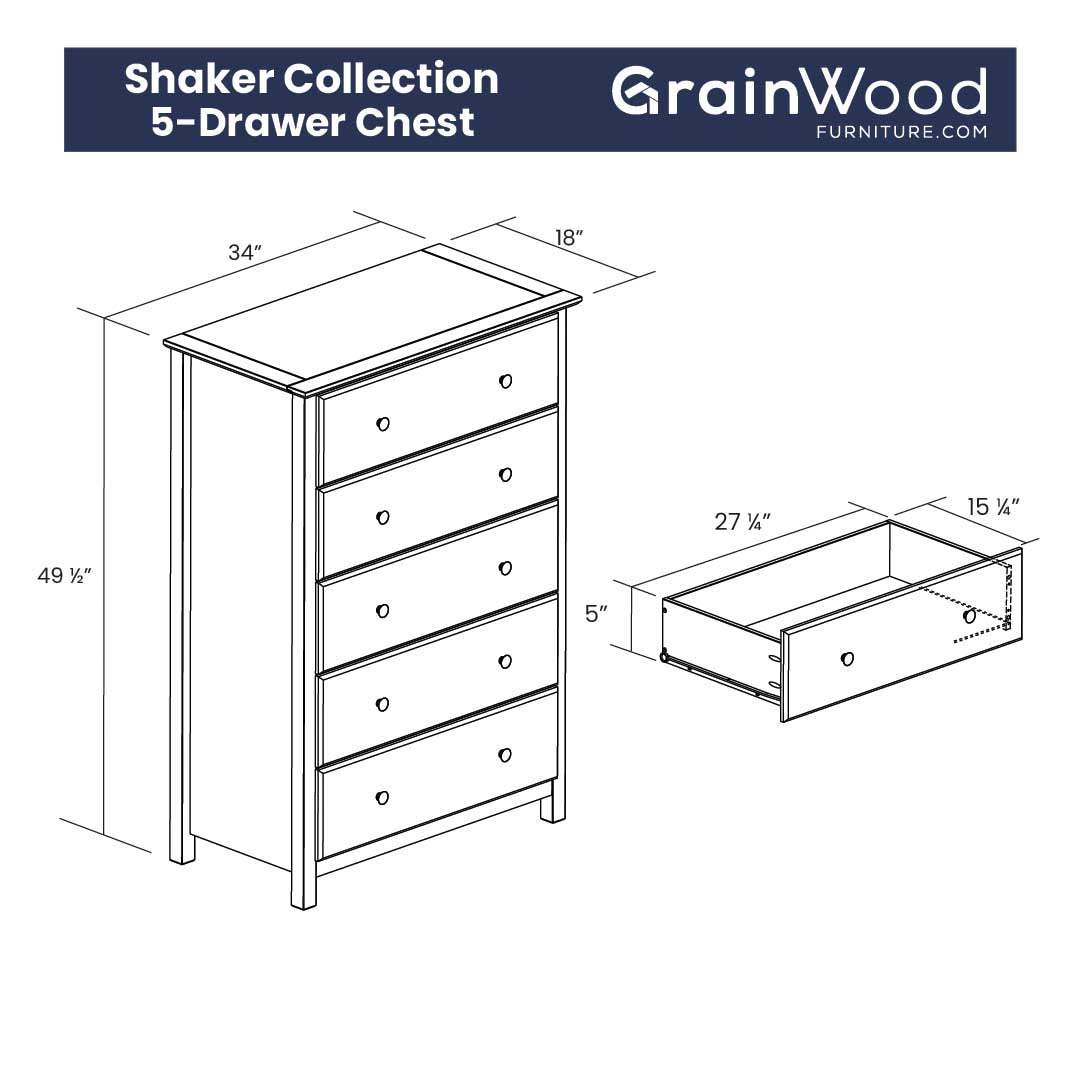 Shaker 5-Drawer Chest