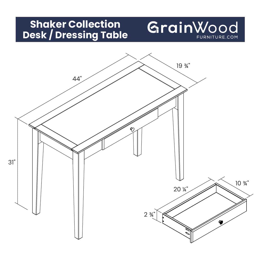 Shaker 44" Desk / Dressing table