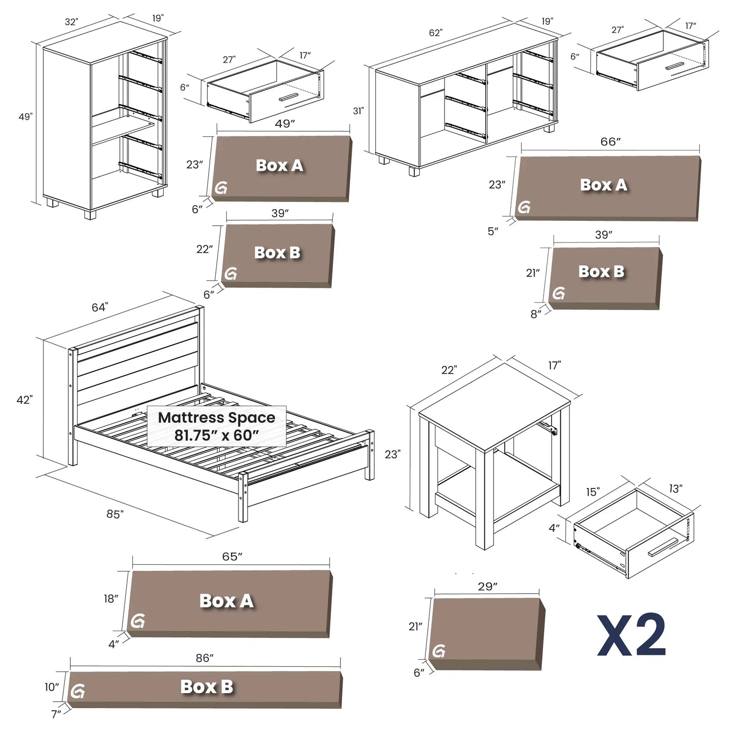 Loft Bedroom Set (5-piece)