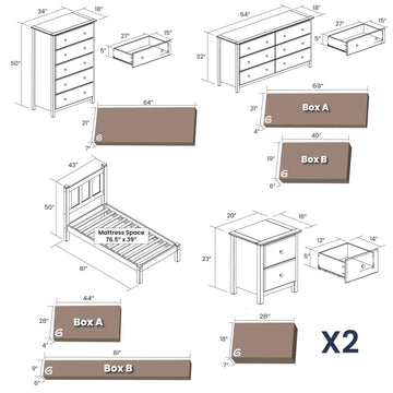 Shaker Solid Wood Bedroom Set (5-Piece) Natural / King