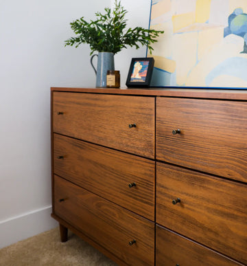 Mid Century Solid Wood 6-Drawer Dresser Brushed Natural Mid Century Solid Wood 6-Drawer Dresser Brushed Natural