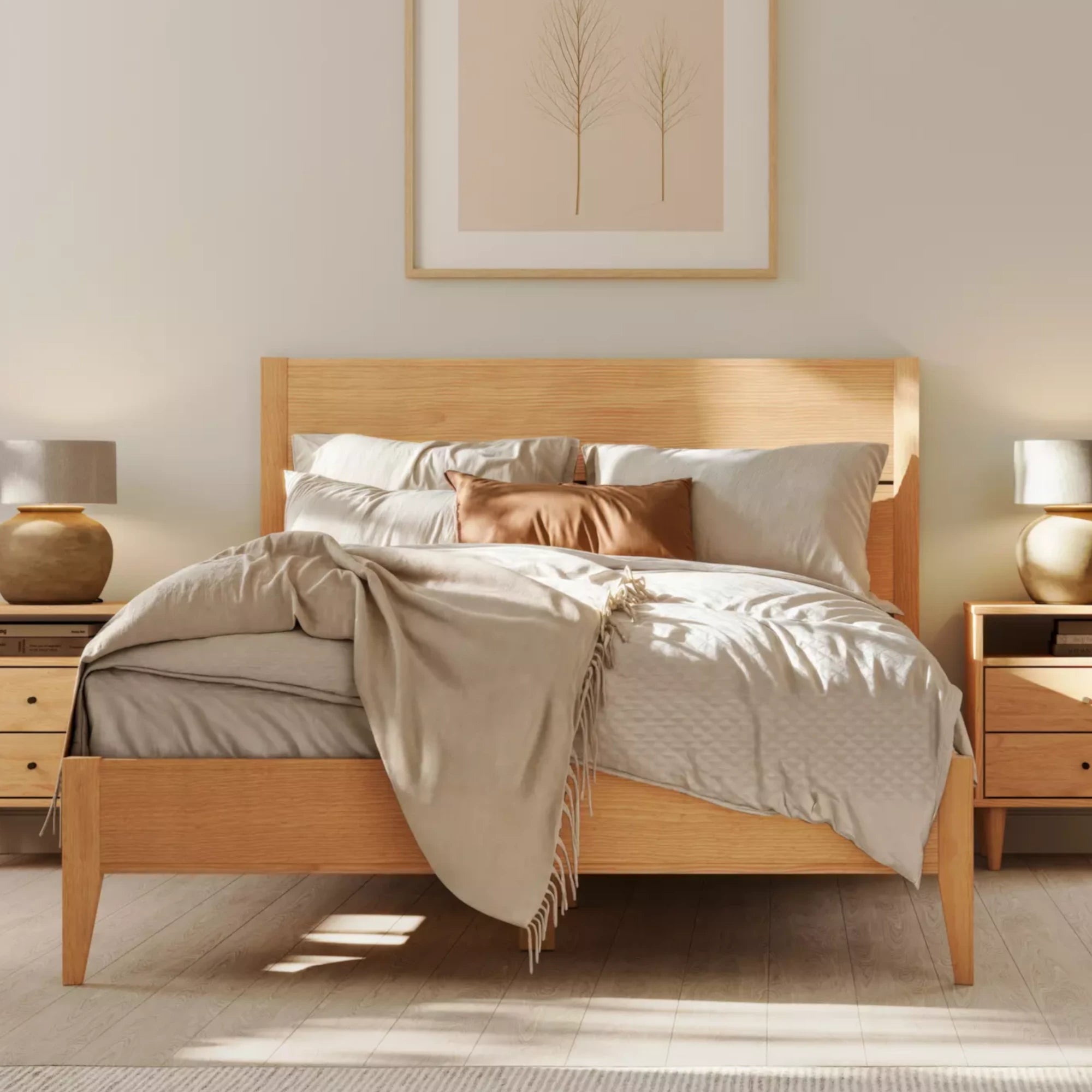 Mid Century Panel Bed