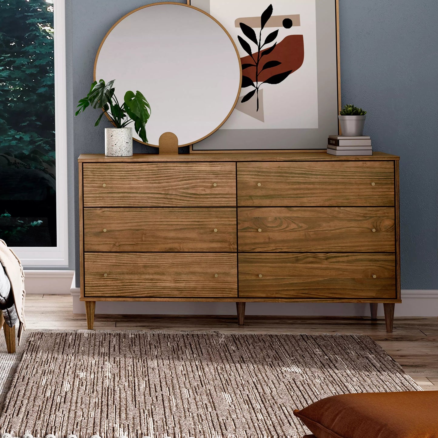 Grain Wood Furniture Mid Century 6-Drawer Dresser