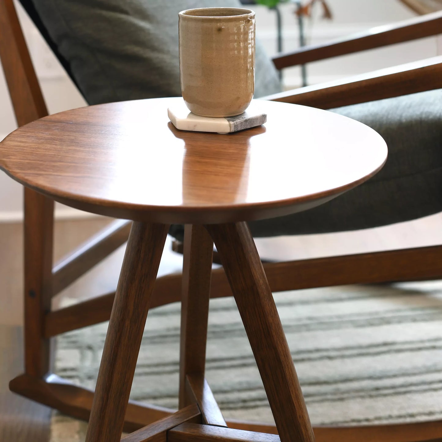 Mid Century Round End Table