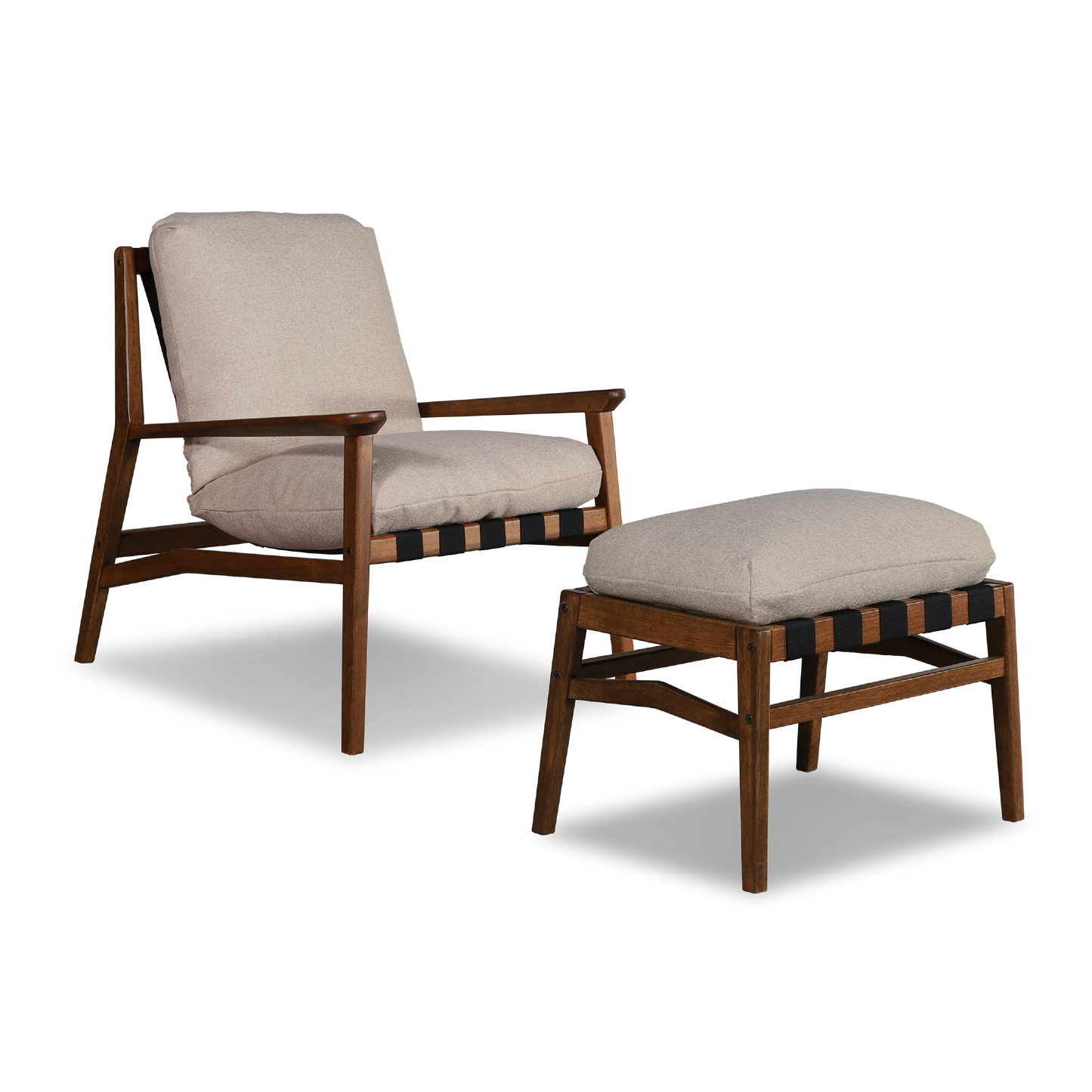 Mid Century Lounge Chair + Ottoman