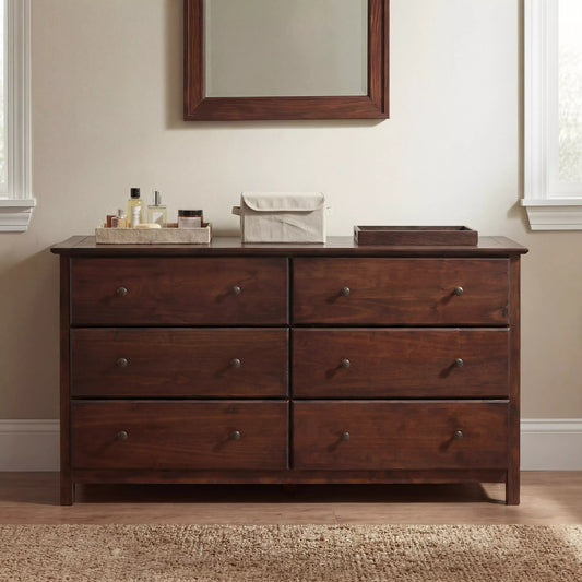 Shaker Solid Wood 6-Drawer Dresser Grain Wood Furniture Color: Natural