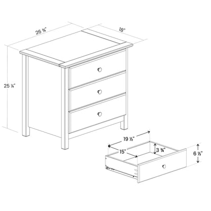 Shaker 3-Drawer Nightstand