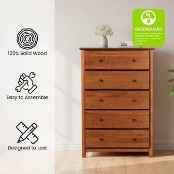 5 drawer dresser Grain Wood Furniture Shaker 5-Drawer Chest, Cherry can be injected into the home space with a warm TARVA 5-drawer dresser - pine