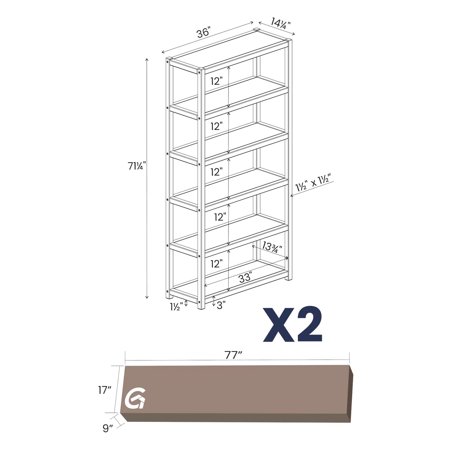 Greenport 72" Bookcase Set (2-piece)