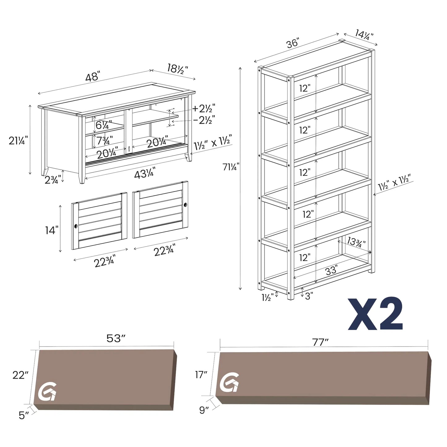 Greenport TV Storage Bundle (3-piece)