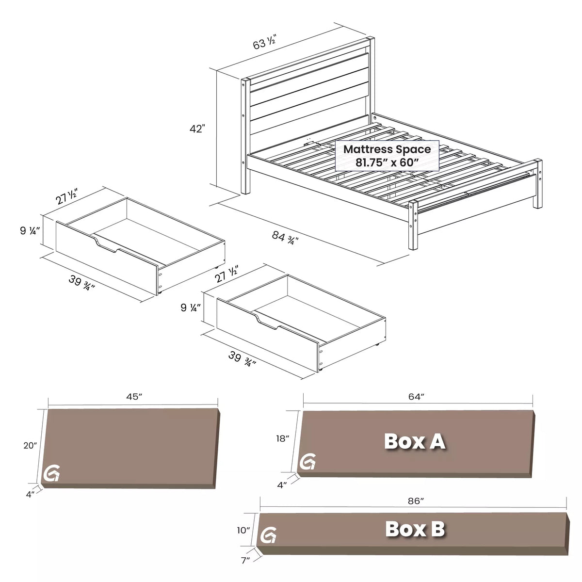 Loft Bed + Under Bed Storage Drawers