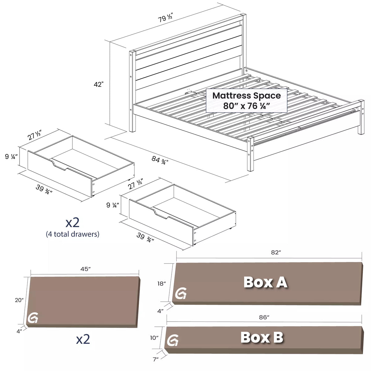 Loft Bed + Under Bed Storage Drawers