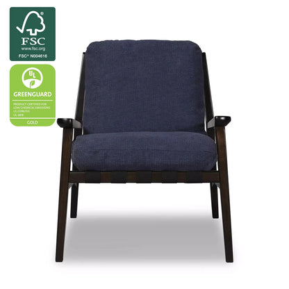 Mid Century Lounge Chair in Indigo Blue with Charcoal frame, FSC and GREENGUARD Gold certified