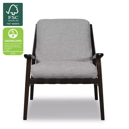 Mid Century Lounge Chair in Stone Gray with Charcoal frame, FSC and GREENGUARD Gold certified