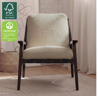 Mid Century Lounge Chair in Tapioca Premium Boucle with Charcoal frame, FSC and GREENGUARD Gold certified