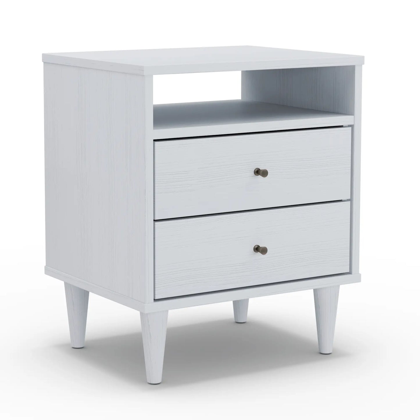 Mid Century Queen Bedroom Set | Brushed White (3-Piece)