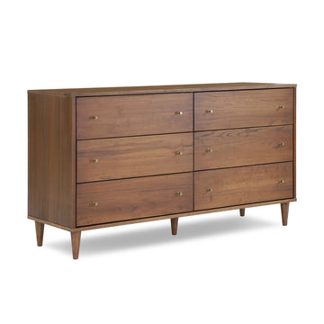 dresser mcm Mid Century Solid Wood 6-Drawer Dresser Brushed Natural