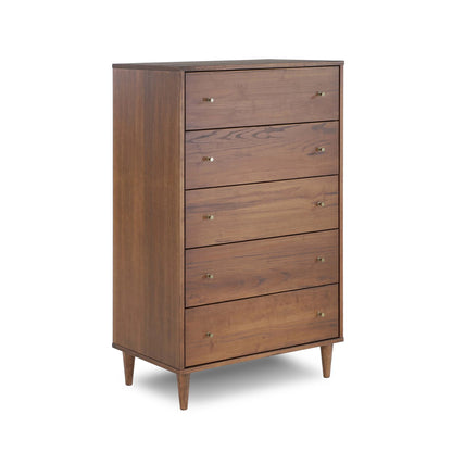 Grain Wood Furniture Mid Century 5-Drawer Chest - Brushed Walnut Grain Wood Furniture Mid Century 5-Drawer Chest - Brushed Walnut