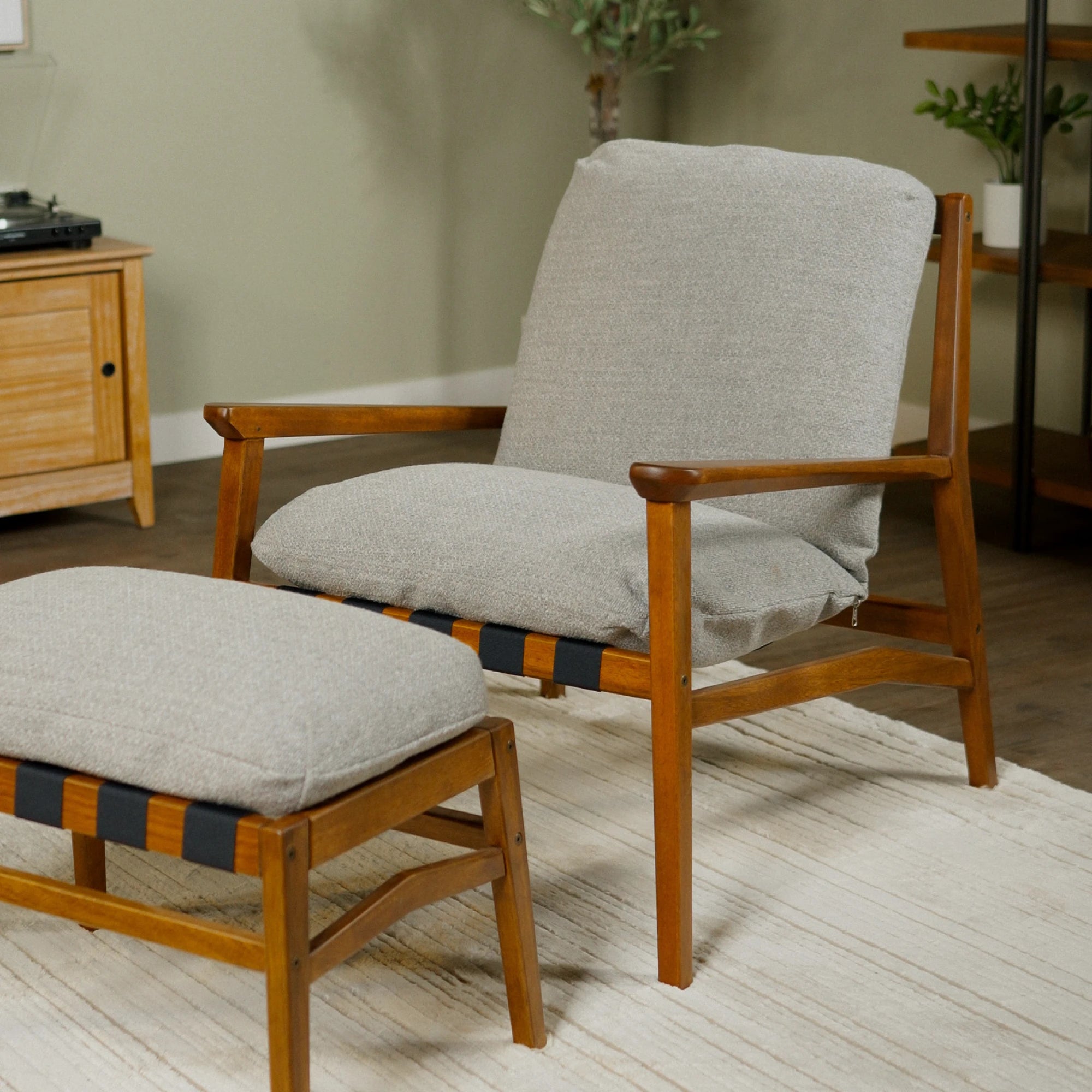 Mid Century Lounge Chair + Ottoman