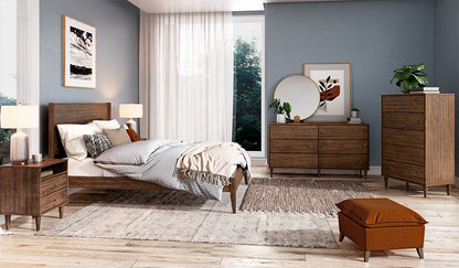 Mid Century Bedroom Set | Brushed Walnut (5-Piece)