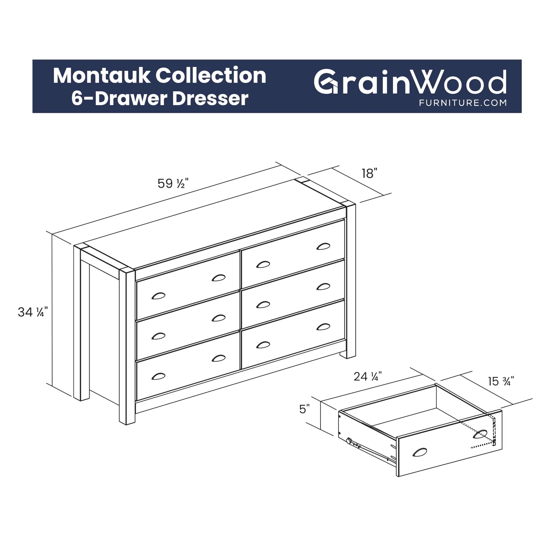 Grain wood furniture montauk 5 drawer chest deals