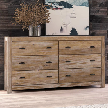 Grain Wood Furniture Montauk 6-Drawer Double Dresser, Rustic Off-White Grain Wood Furniture Montauk 6-Drawer Double Dresser, Rustic Off-White