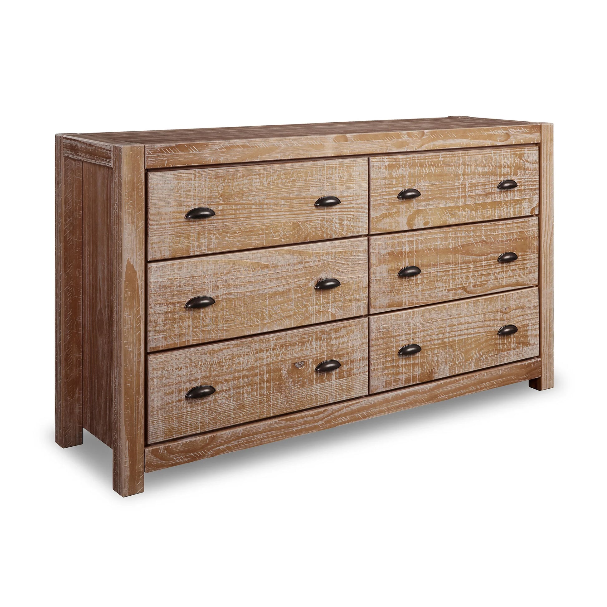 6ft long dresser wood Mansfield 6-Drawer Long Walnut Dresser