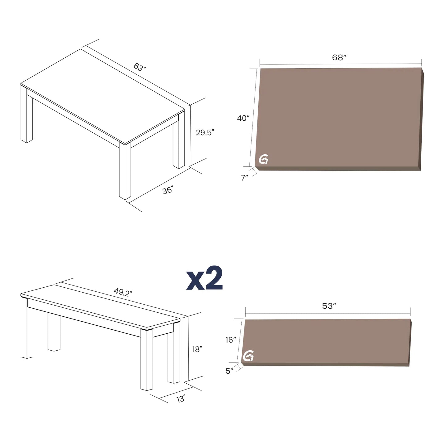 Montauk Solid Wood Dining Set (3-Piece)