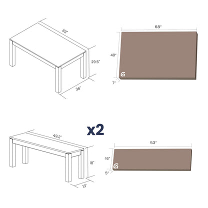 Montauk Solid Wood Dining Set (3-Piece)