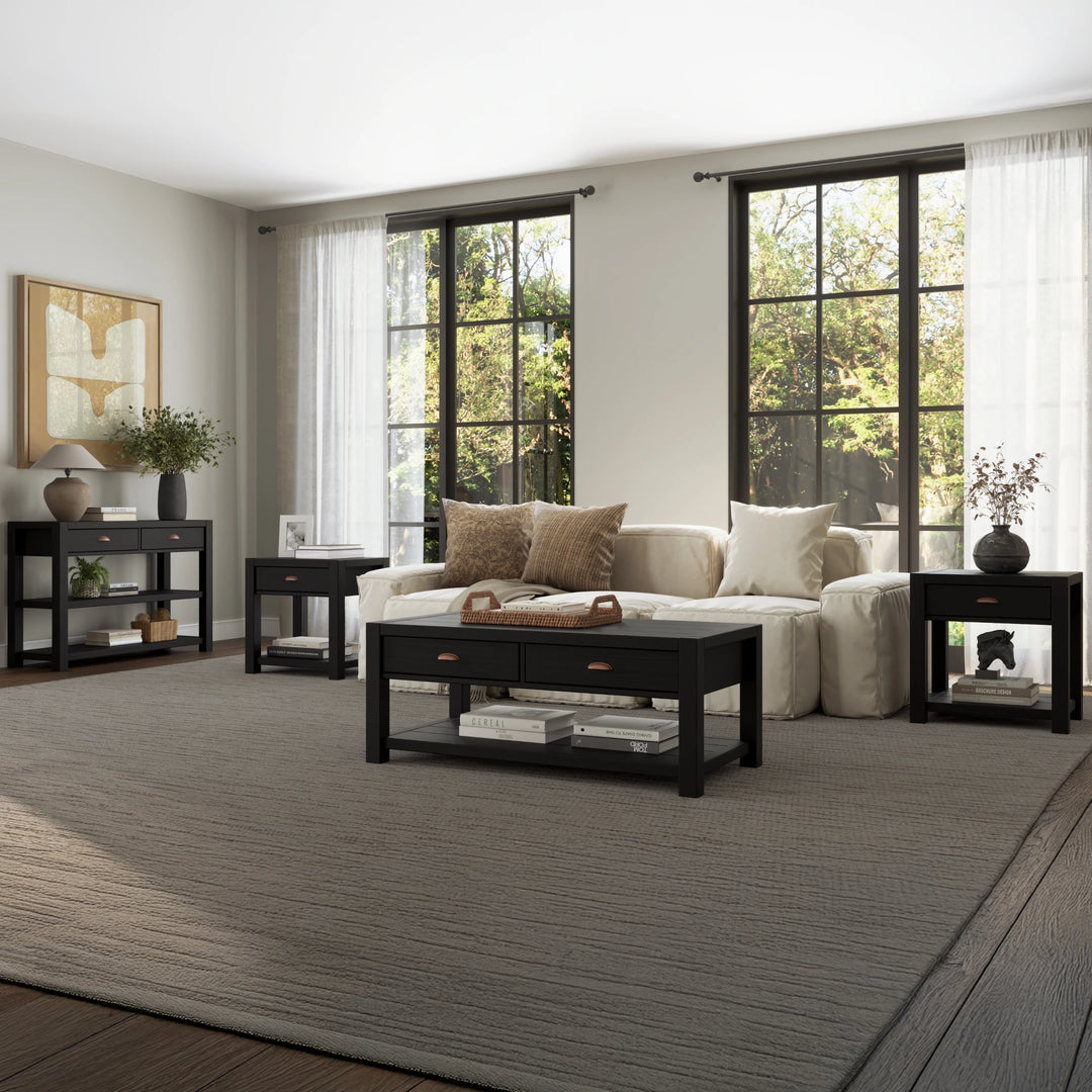 WTW MONTAUK COFFEE TABLE ブラック Montauk Living Room Set (4-Piece) – Grain Wood Furniture
