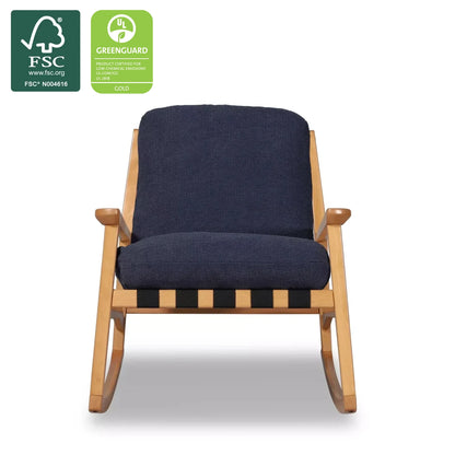 Mid Century Rocking Chair in Indigo Blue with Beechwood frame, FSC and GREENGUARD Gold certified