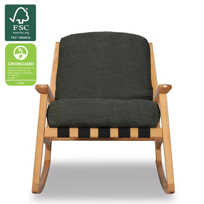 Mid Century Rocking Chair in Moss Green with Beechwood frame, FSC and GREENGUARD Gold certified