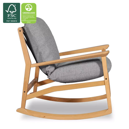 Mid Century Rocking Chair in Stone Gray with Beechwood frame, FSC and GREENGUARD Gold certified