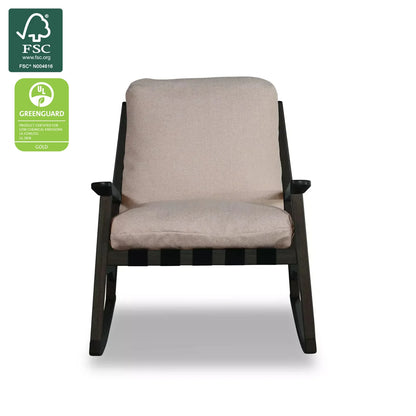 Mid Century Rocking Chair in Beige with Charcoal frame, FSC and GREENGUARD Gold certified