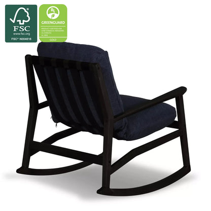 Mid Century Rocking Chair in Indigo Blue with Charcoal frame, FSC and GREENGUARD Gold certified